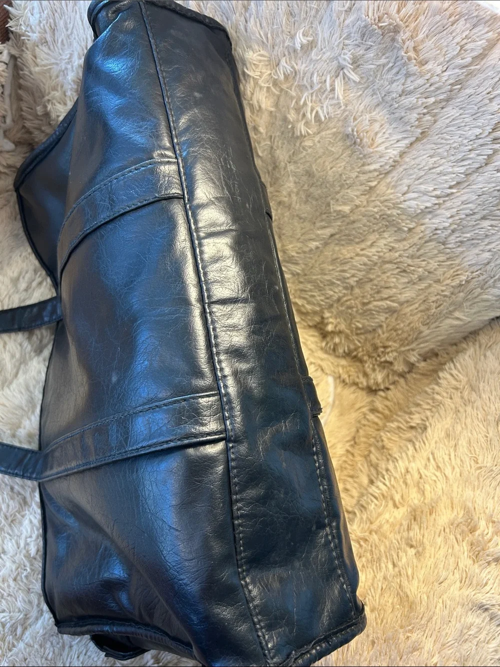 Monarch Luggage Co, black pleather satchel/ briefcase w/ lots of storage